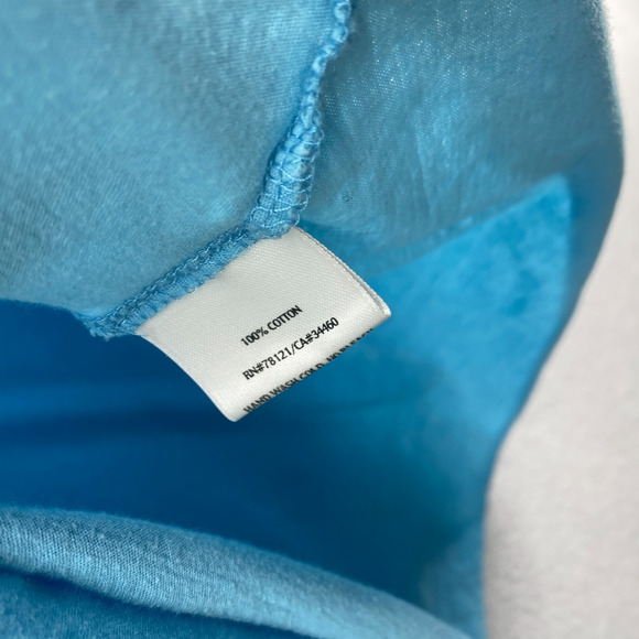 EILEEN FISHER Top M Fine Cotton Jersey Raw Hems Boat Neck Long Sleeve Blue - Picture 7 of 11